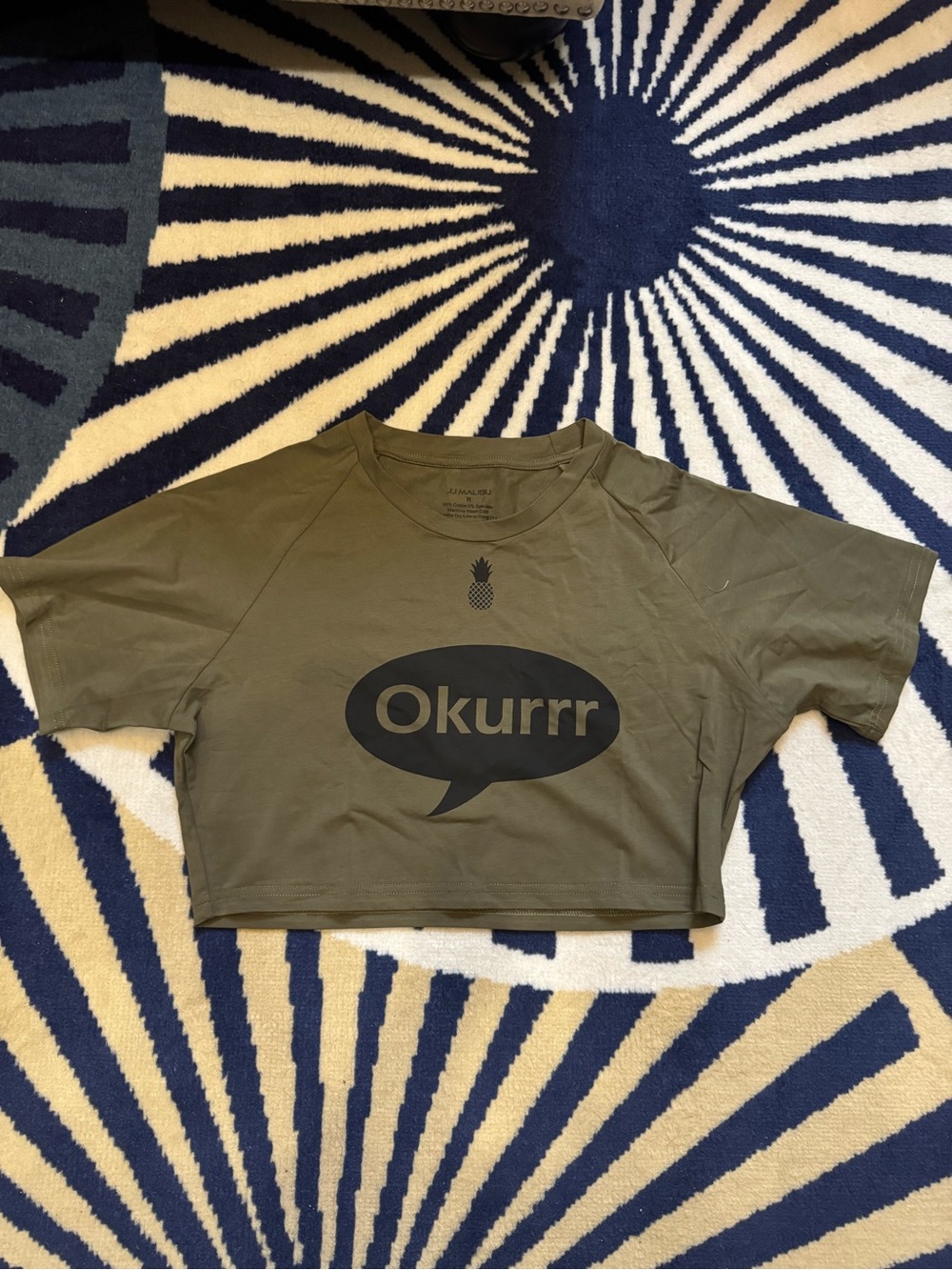 Olive 'Okurrr' Crop Tee - Mens Casual Top